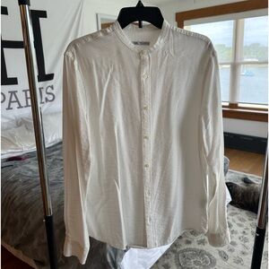 White Zara Mandarin Neck Long Sleeve